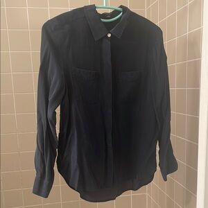 Ann Taylor Navy 100% Silk Blouse
